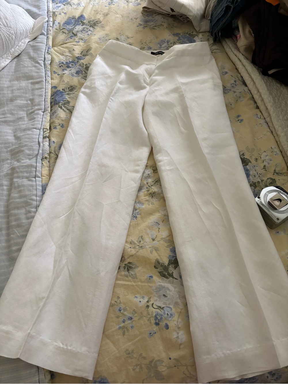 Nine West Cream Wide-Leg Dress Pants